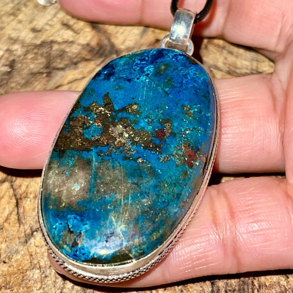 Chunky Chessylite Azurite Pendant 2 1/4” - Picture 3 of 10